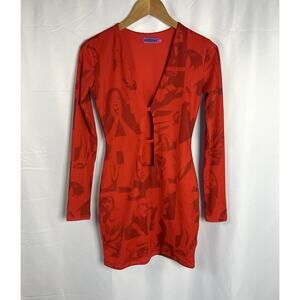 Pop Art Girly Goth Red Cutout Bodycon Mini Dress Size S by Edikted Dolls Kill